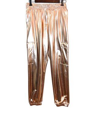 WOMEN'S BBJ LOS ANGELES COLLECTIONS PEACHY GOLD METALLIC CARGO PANTS - SIZE  M